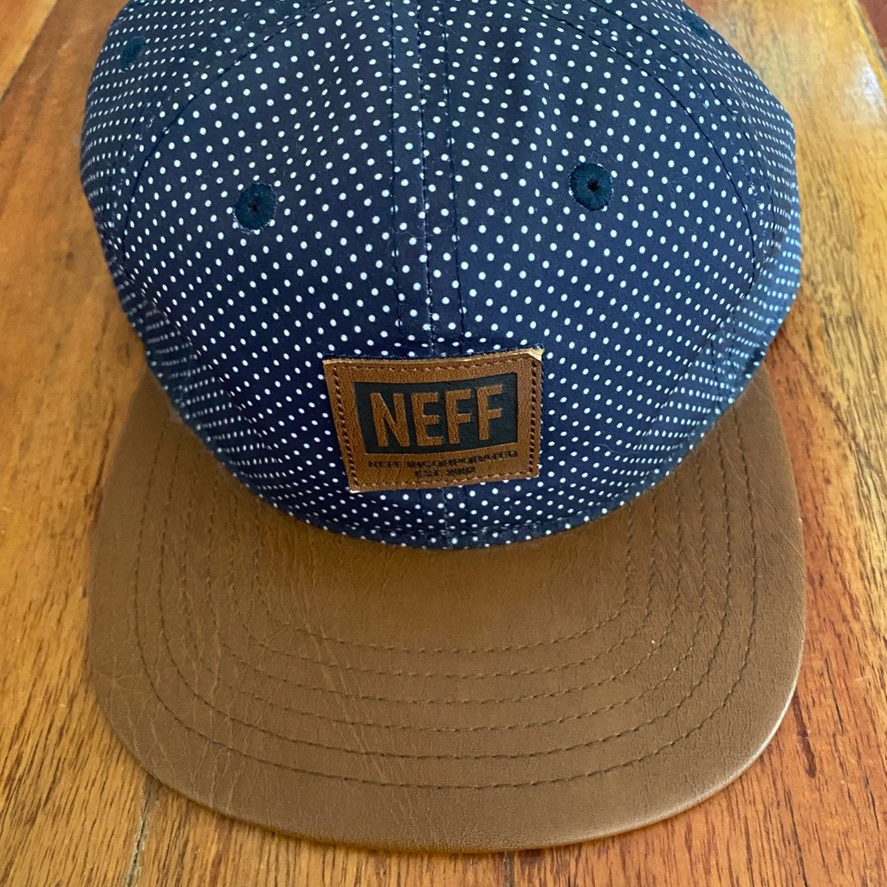 Neff Navy Polka Dot Hat with‎ Tan Brim One Size